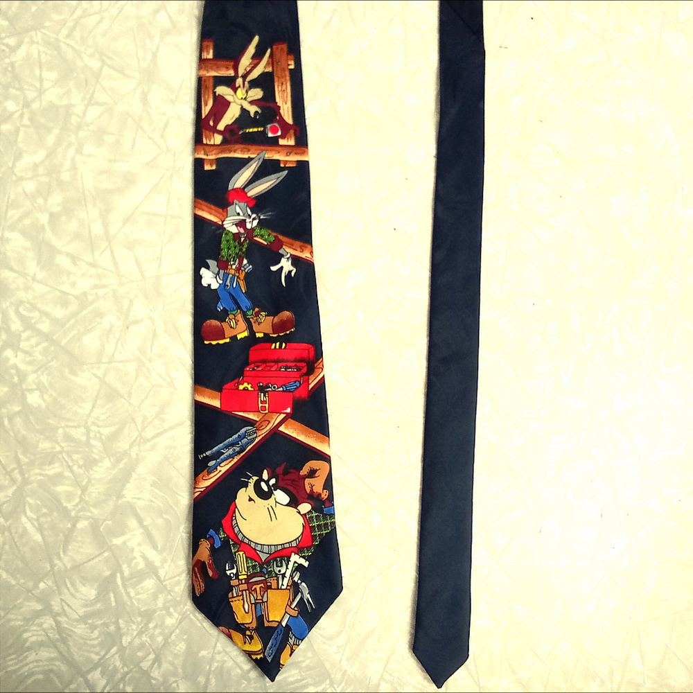 Vintage 1996 Looney Toons Mania Construction Tie